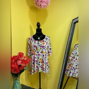 Dana Buchman Floral Blouse Size Small